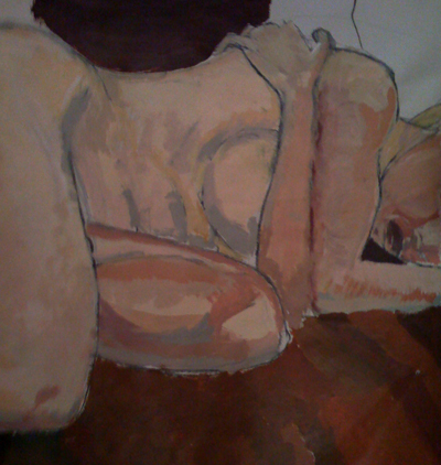 reclining nude in acrylic