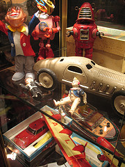 Tin toys in a French market