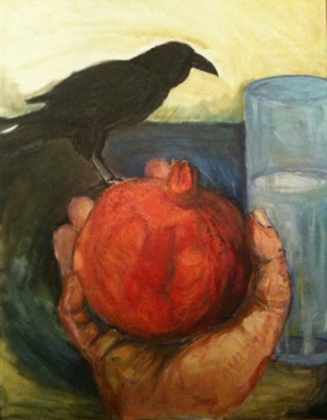Pomegranate and bird